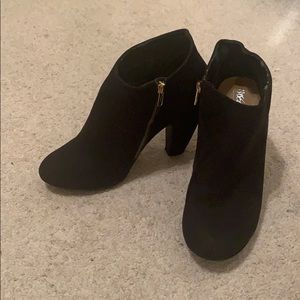 Mossino Black Felt Bootie with Gold Detailing